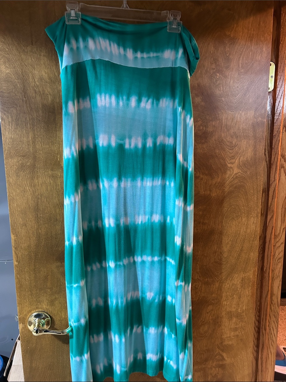Design History Teal and White Tie-Dye Maxi Skirt